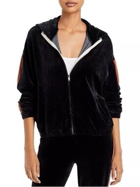 Monrow velour sports zip up hoodie jacket